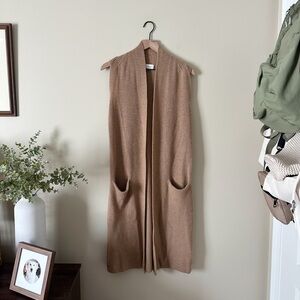 Aritzia Wilfred Dunkirk Long Open Cardigan in Camel Tan